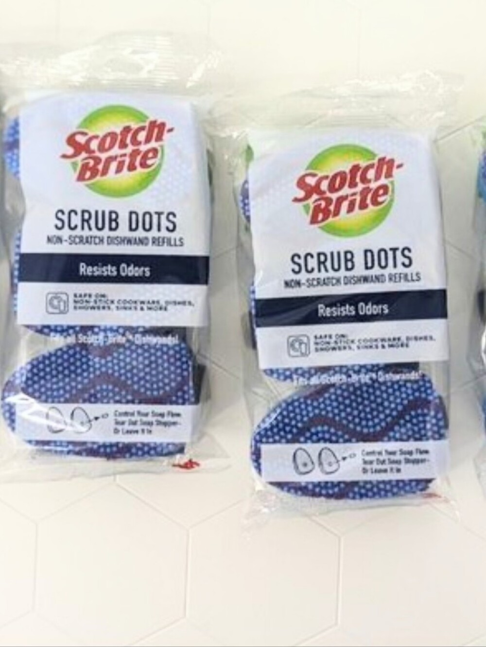 Lot of 12 total (4packs)  Scotch Brite Scrub Dots Dishwand Refills Non-Scratch